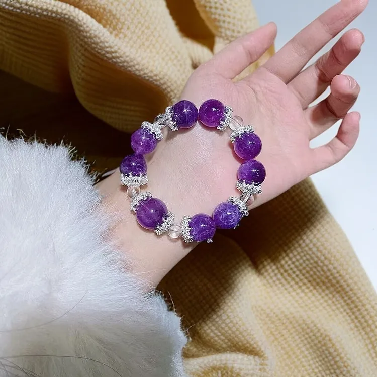 轻奢2025紫色单圈气质女款紫水晶手链时尚百搭小众梦幻手串女生