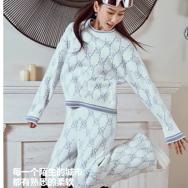 【维密·杨幂同款奶舒绒睡衣套装】轻柔抗静电外穿套头轻暖感居家服