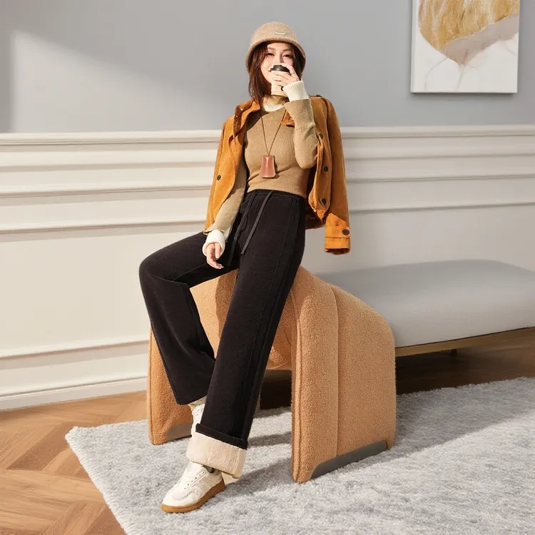 特厚加厚冬季高品质高腰宽松仿水貂绒御寒保暖休闲裤9903