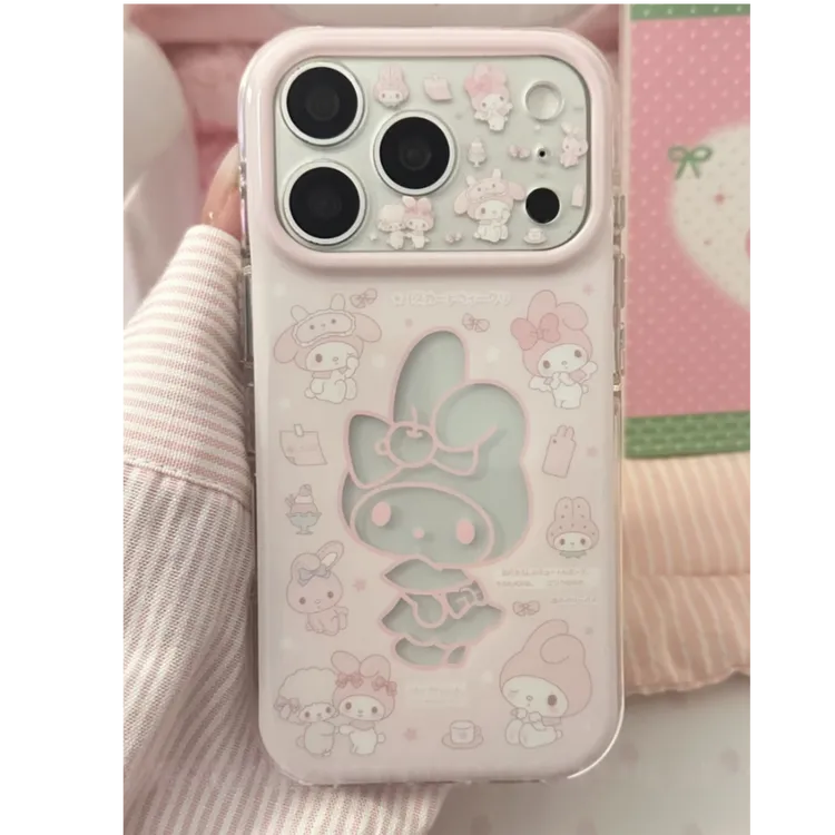 可爱镂空美乐蒂小羊适用iphone17Promax/16手机壳华为P70vivo小米