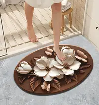 蝶舞花韵硅藻泥防滑脚垫卫生间洗手间浴室地垫吸水速干