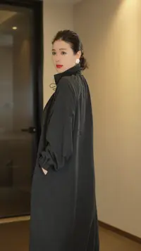 【大妍女装】春秋季长袖立领中长款宽松型风衣