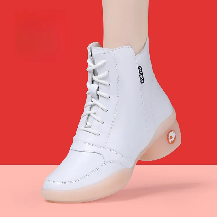 2026秋冬新款舞蹈鞋女妈妈跳舞鞋中跟广场舞鞋真皮软底爵士水兵舞