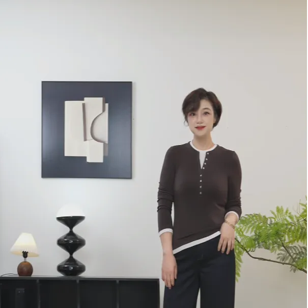 【U.M】天丝羊毛假两件长袖针织衫显瘦百搭