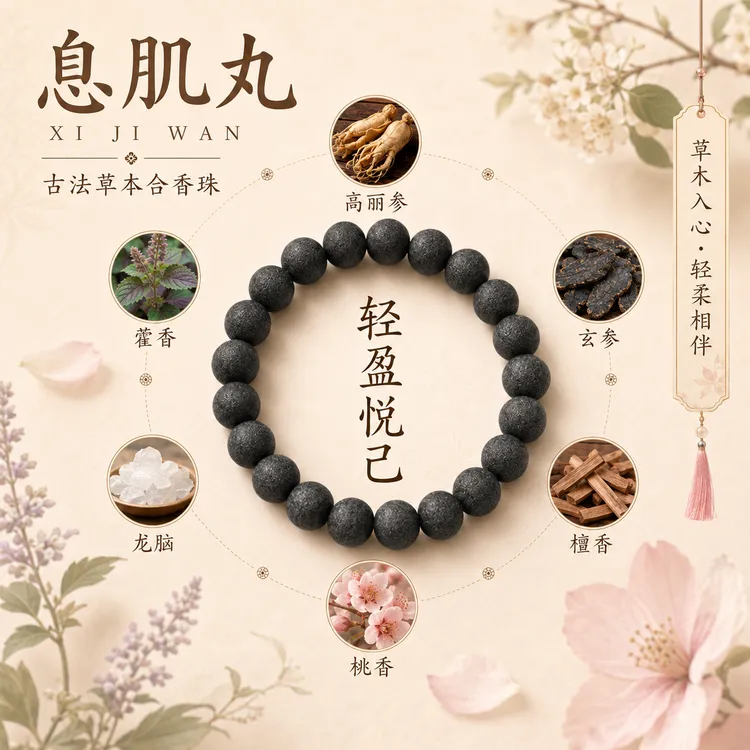 【薬房同款·古法草本手作】息肌合香珠非遗中薬手串疏肝解郁手链商品图