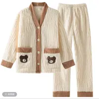 W989新款秋冬季舒适柔软可爱长袖小熊家居服饰睡衣套装