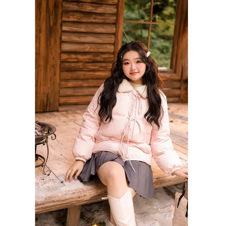 《橘红色的秋天》运补-6-  韩系氛围减龄简约纯色棉服外套2834