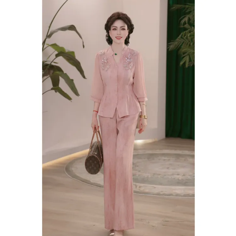 2025新款妈妈装秋装时尚套装气质中年女装宽松两件套显瘦上衣裤子