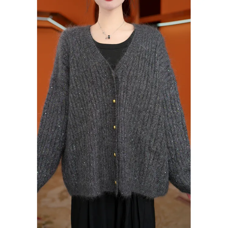 2025秋季新款时尚气质宽松休闲弹力舒适百搭针织开衫