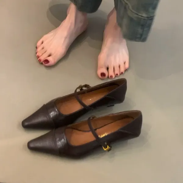 SGL-6119-28仙女风通勤工作鞋低跟软皮玛丽珍鞋百搭气质尖头单鞋