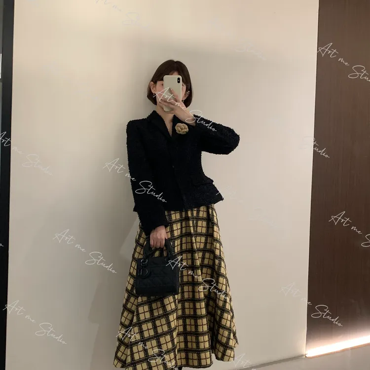 【ART ME】天鹅小香风粗花呢编织羊毛混纺两色收腰西装外套w1923j2