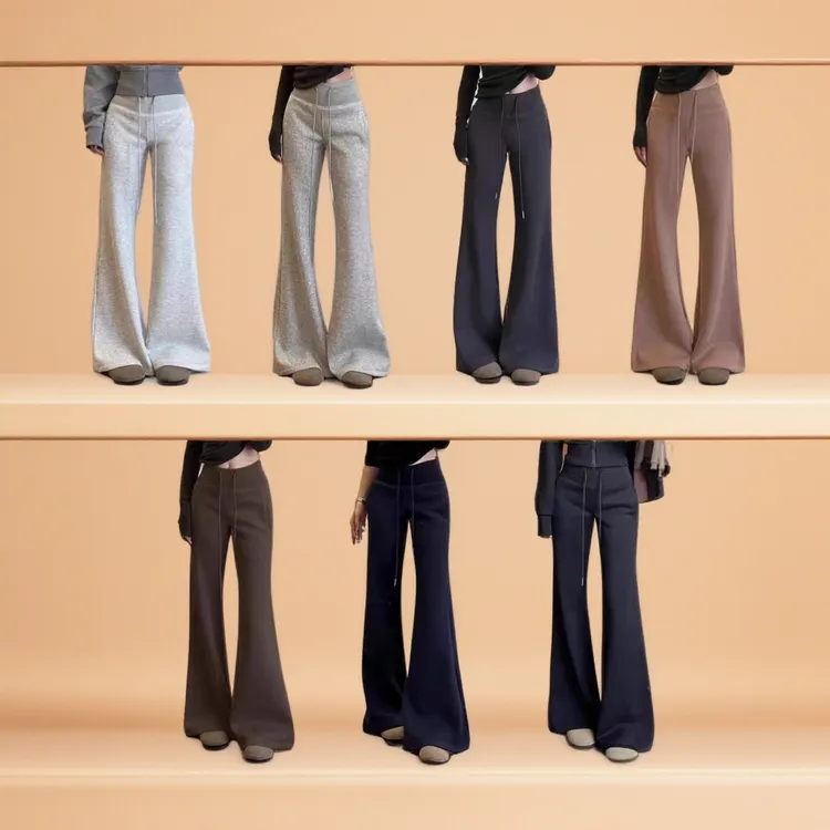 美拉德lulu微喇卫裤女秋季2026新款高腰垂感显瘦休闲马蹄喇叭长裤