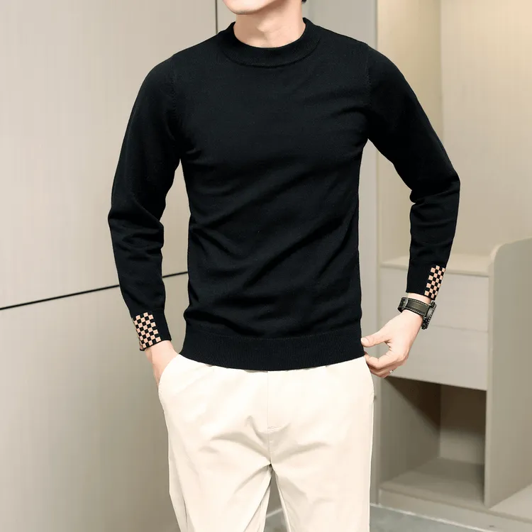 圆领毛衣秋冬新款简约时尚休闲百搭加厚保暖潮流男士针织打底衫