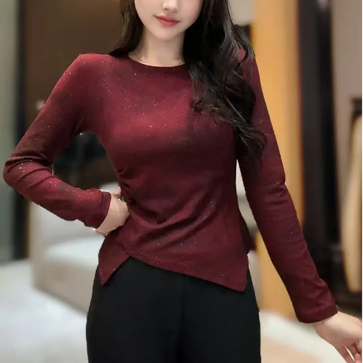 『FanXi』秋冬季扎染不规则长袖打底时尚气质显瘦百搭长袖女8028