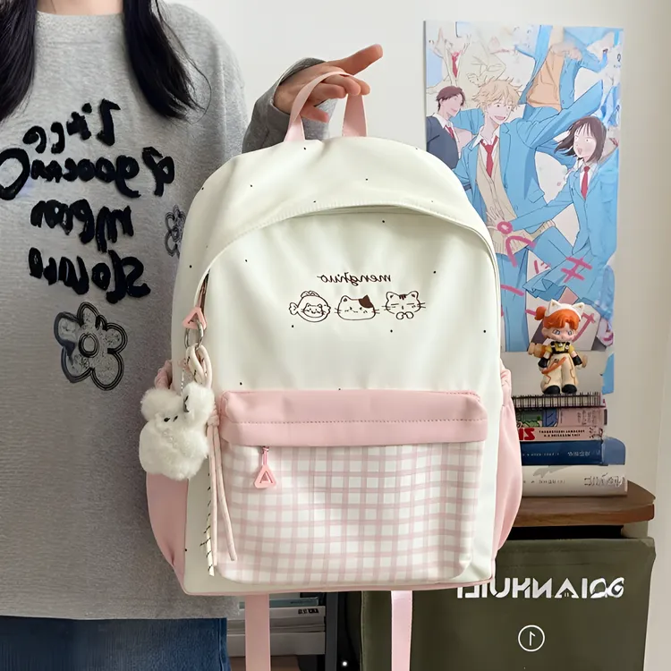 小清新ins风休闲书包女生初中生高中生可爱双肩包小学生减负背包