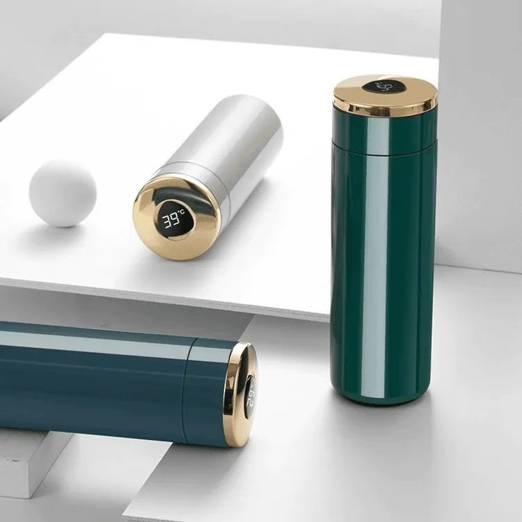 军绿智能温显测温不锈钢商务杯礼品军迷保温杯泡茶保温杯高档简约
