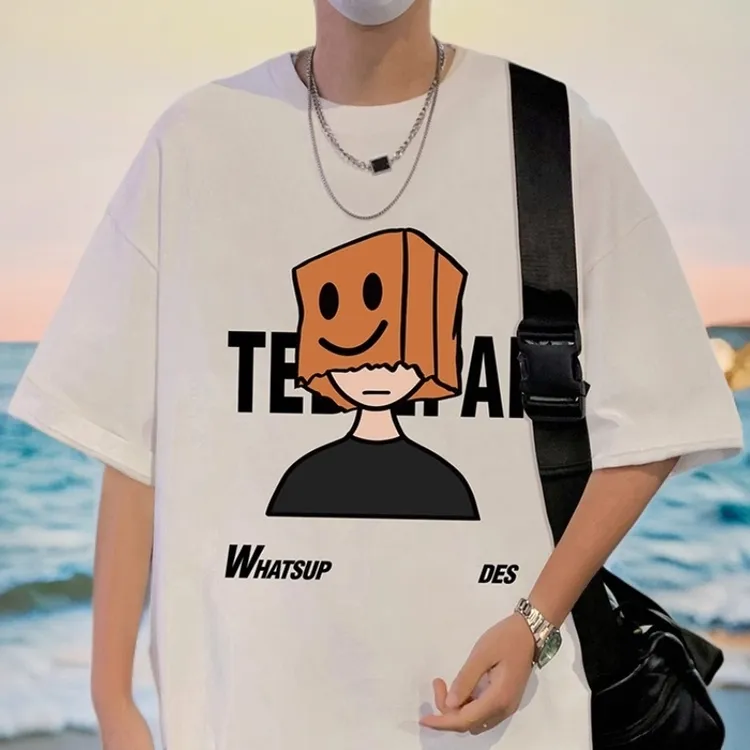 大码300斤复古百搭夏季休闲短袖t恤男女半袖潮流宽松显瘦重磅上衣