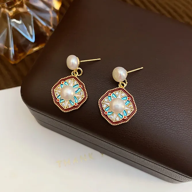 【繁华】复古法式宫廷风耳饰女气质高级感天然淡水珍珠耳钉古风耳环