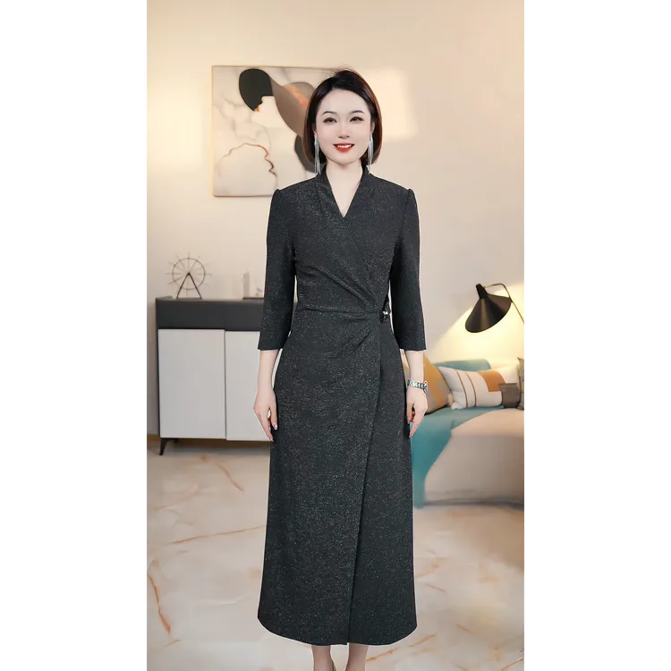 【撤柜清仓】J秋冬气质通勤高级感扭结收腰显瘦连衣裙 J5