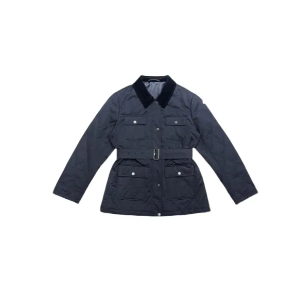 -“费尔午逅”羊驼毛棉服格纹腰带款显瘦棉服高级感加厚翻领外套女