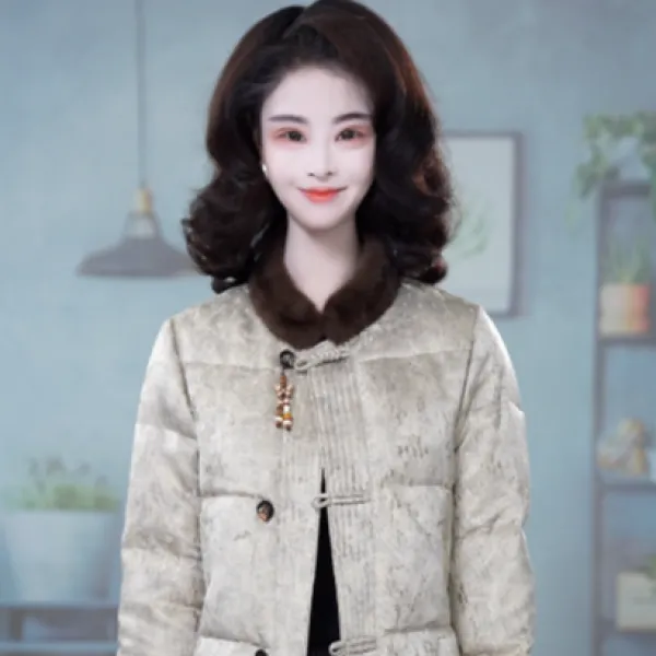 气质优雅贵夫人国风轻奢高级冬季新品白鸭绒羽绒服M-3XL