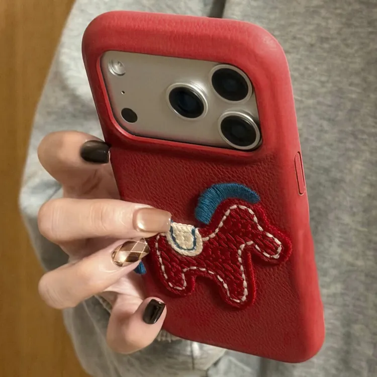诚星泽小马编织刺绣适用苹果17PROMAX手机壳华为OPPO小米VIVO新款