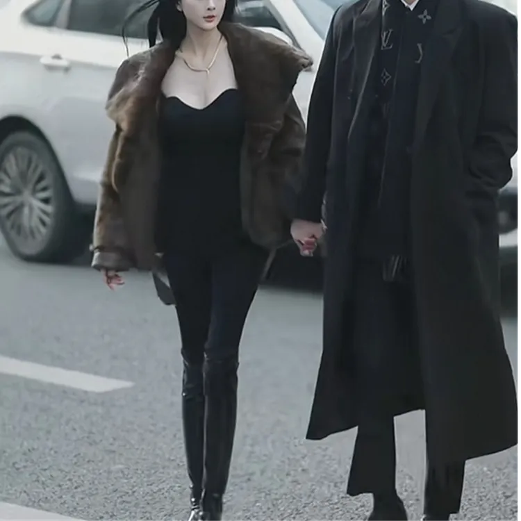 魏元高定/黑色针织修身显瘦高腰裤-1118