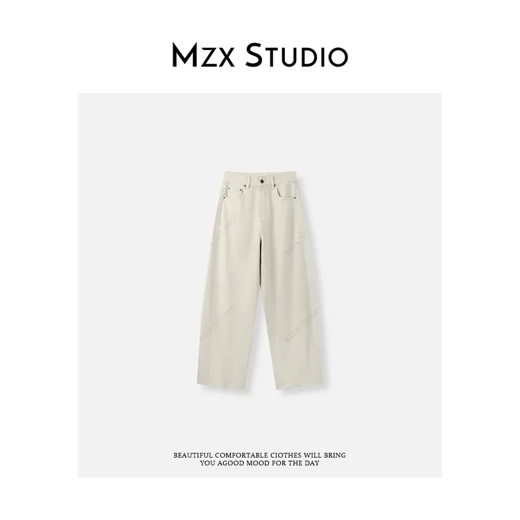 MZX 秋季土耳其进口全棉牛仔面料简约百搭米白牛仔裤 KZ9953-R