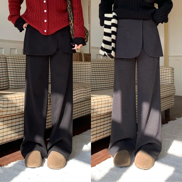 裂渡宣宣【时髦焦点】屁帘呢料直筒裤女冬百搭显瘦休闲裤ZY512A42