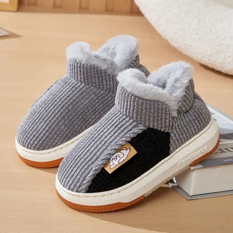 冬季外穿包跟棉拖鞋男童加绒加厚防滑厚底棉拖中小学生保暖棉鞋女