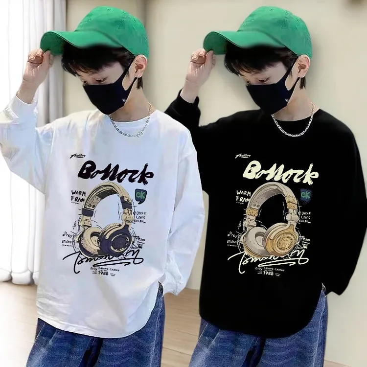 男童纯棉长袖t恤春秋新款中大童童装印花洋气上衣打底衫儿童潮