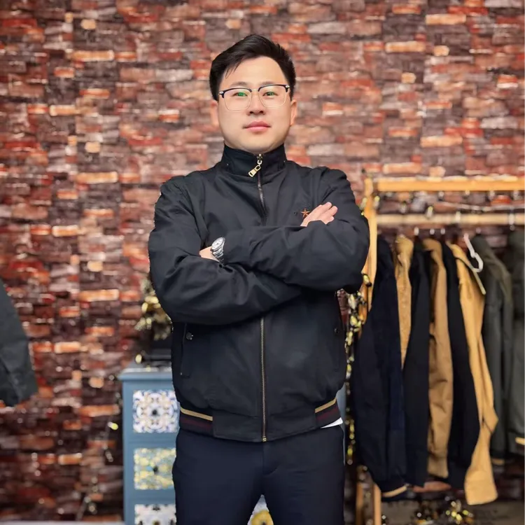 男款纯棉夹克宽松立领外套复古休闲时尚夹克黑色潮流春秋款上衣