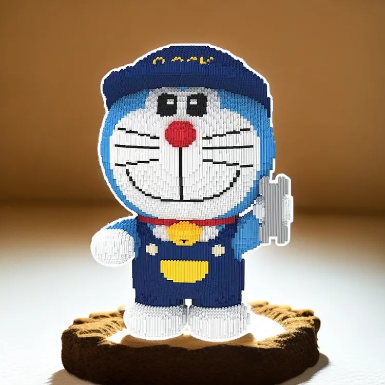 网红正版授权工程师哆啦A梦卡通动漫益智手工DIY颗粒拼插积木