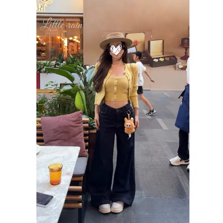 秋季INS街头风少女风时尚针织两件套短款针织开衫+吊带背心D745