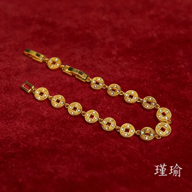 K0362黄色设计款铜钱手链多样性发货19711