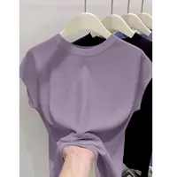 有运费补贴~丁香紫莱赛尔天丝冰爽短袖飞飞袖夏季薄款T恤上衣