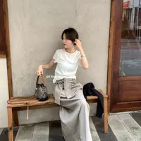 【芳龄F.LING】简雅 绑带纯色通勤半身裙中长款FL01158