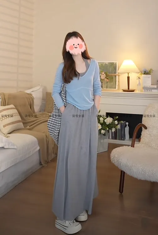 春季穿搭慵懒风套装女百搭挂脖吊带薄款百搭罩衫高腰半身裙三件套