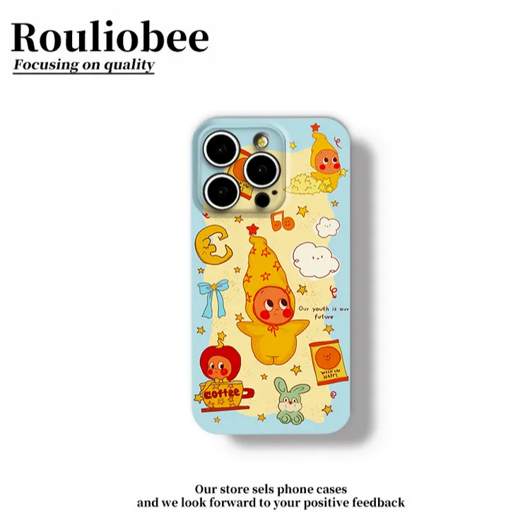 蓝边涂鸦星星人适用苹果16promax手机壳iPhone15华为vivo小米oppo