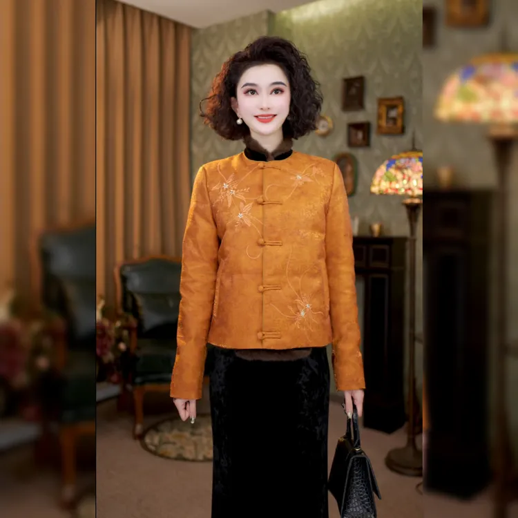 新国标90白鸭绒2025冬季新款重工刺绣羽绒服LY-G9391