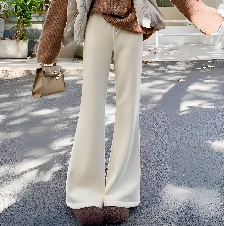 醋酸羊毛喇叭裤新款秋冬款爆款2025新款高腰显瘦糯米裤子秋冬款女