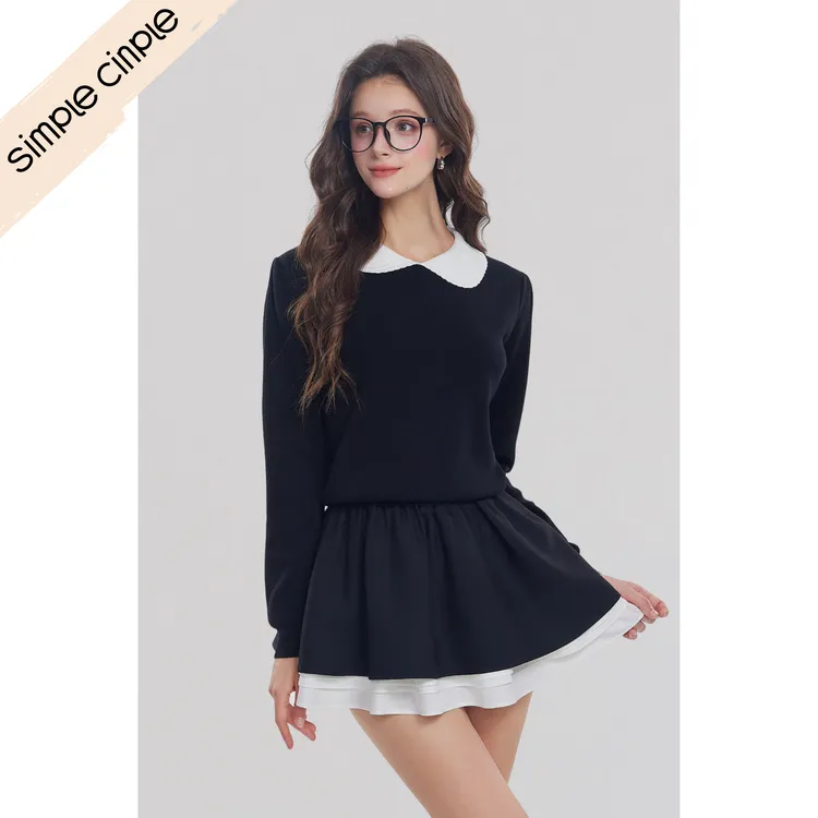 simple cinple｜长袖娃娃领棉纱亲肤套头针织衫 设计师款