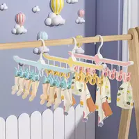 家用多功能挂钩宿舍晒袜子衣架多夹子婴儿防风晾衣架神器挂内衣架