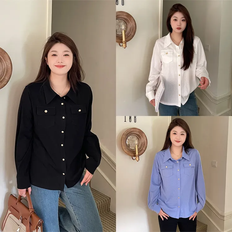 裂渡宣宣【都市精致】微胖大码女秋百搭气质老钱风显瘦衬衫ZY507F09