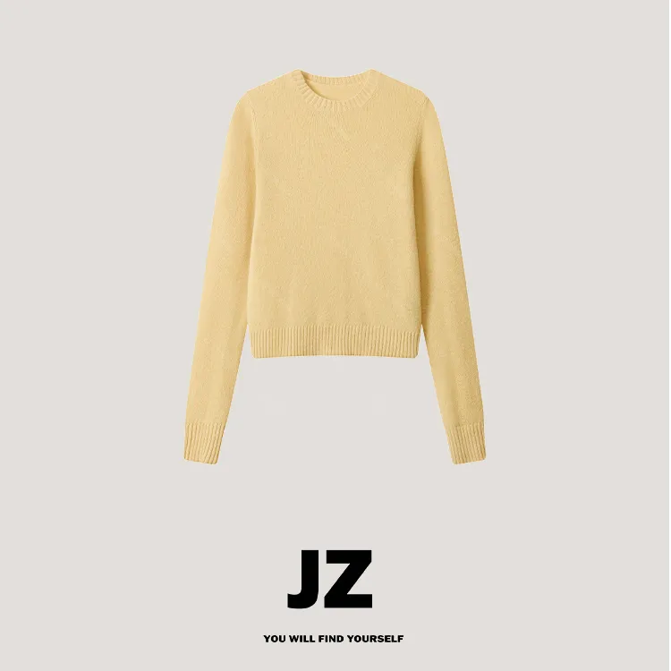 金子JZ SO MUCH【芝士片】100%羊毛脏黄显白正肩裸感亲肤套头毛衣