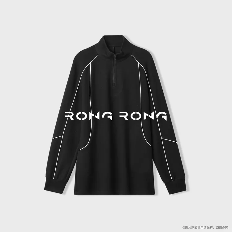 溶溶【元气酷感】RONGRONG 绵羊毛混纺立领半拉链休闲风卫衣T-B0156