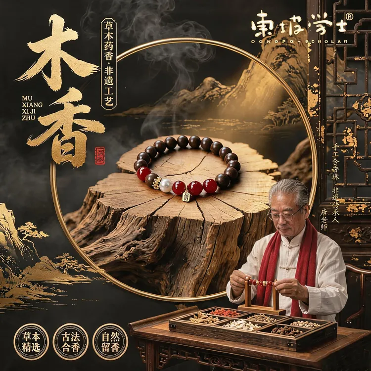 【东坡学士】息肌丸合香珠手串天然草本古法