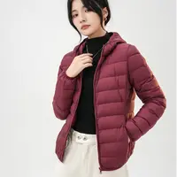 亚兰奴清仓！休闲修身保暖立领连帽轻薄款白鸭绒羽绒服