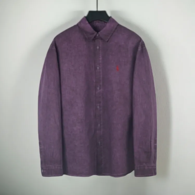 【8801】秋季宽松型复古男牛仔中式牛仔凉感衬衫短款刺绣