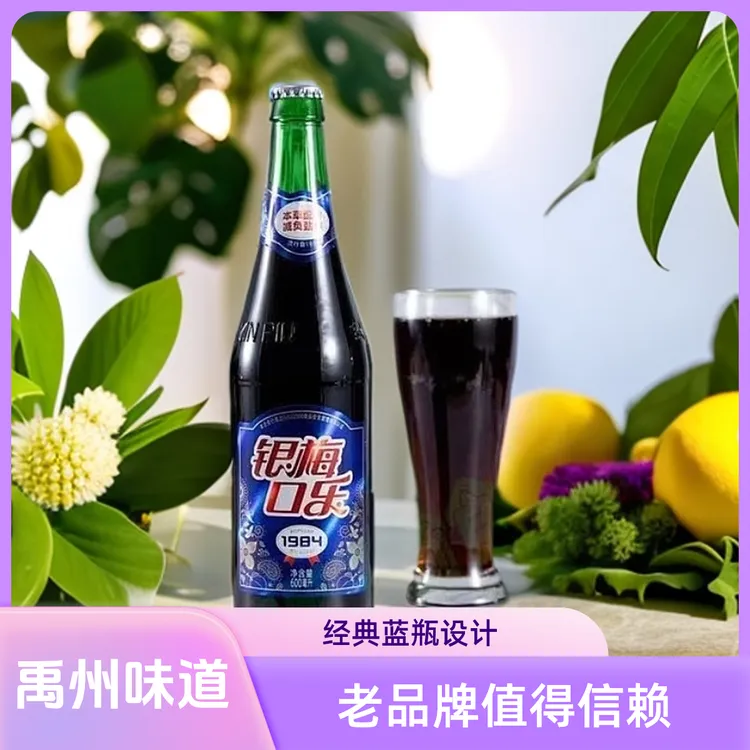河南禹州特产饮品银梅口乐玻璃瓶600ml*6瓶国产可乐怀旧汽水冰爽
